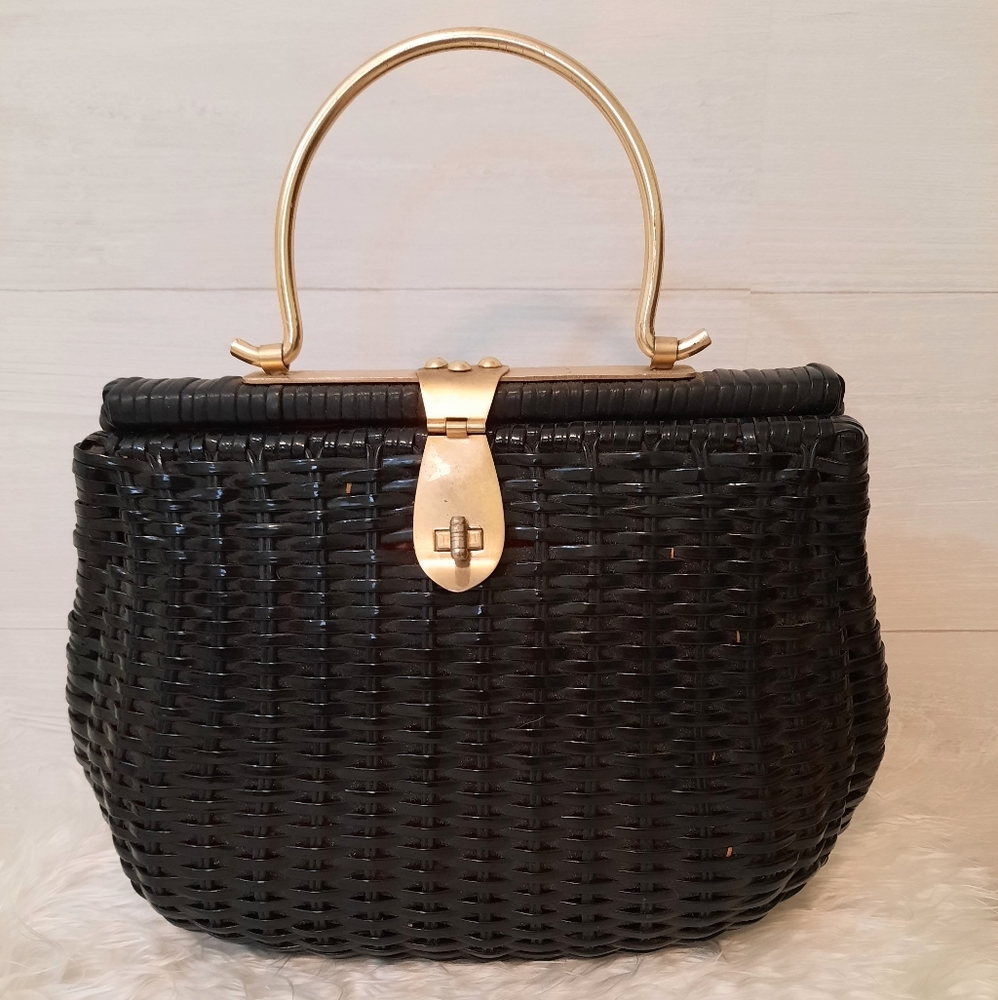 RARE vintage large basket weave purse bag Hong Kong